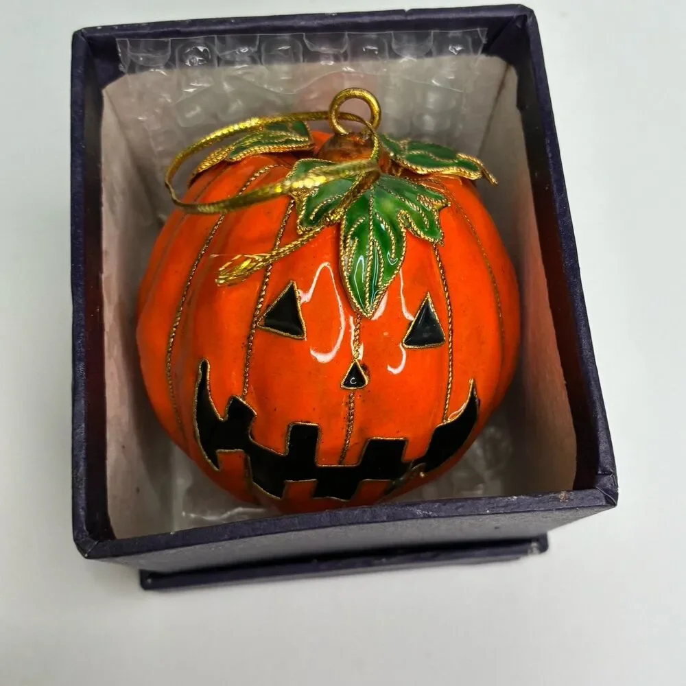 Smithsonian Institution Warshaw Coll 3 Halloween Ornaments Pumpkin Cat Ghost